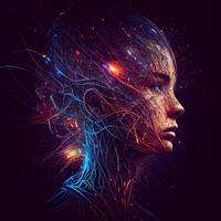 Futuristic technology and artificial intelligence, Neural network - image photo