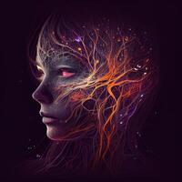Futuristic technology and artificial intelligence, Neural network - image photo
