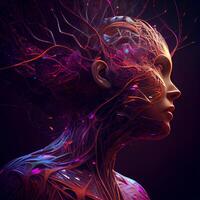 Futuristic technology and artificial intelligence, Neural network - image photo