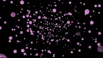 Animated particle of Valentine concept love heart effect videos on black background,motion graphic.