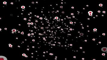 Animated particle of Valentine concept love heart effect videos on black background,motion graphic.