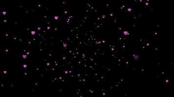 Animé particule de Valentin concept l'amour cœur effet vidéos sur noir arrière-plan, mouvement graphique. video