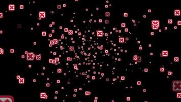 animato particella di attraversare dai un'occhiata marchio icona pulsante e no o sbagliato simbolo su rifiutare Annulla cartello pulsante su nero sfondo, movimento grafico. video