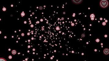 Animated particle of Valentine concept love heart effect videos on black background,motion graphic.