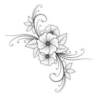 Floral Coloring Pages, Indian style Black And White Floral Coloring Pages, Adult Floral Coloring Pages, Floral Mandala vector