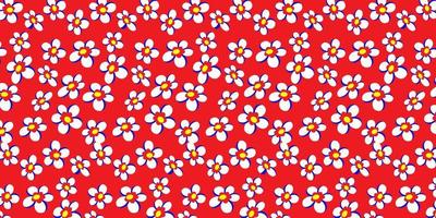 Ditsy flower seamless pattern on red background. High contrast theme coloured. Find fill pattern on swatches vector