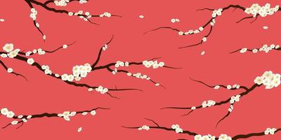 Falling Cherry blossoms. Beautiful spring season. Sakura tree scenery with pink background