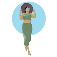 flat design of woman wearing a hat and sunglasses vector