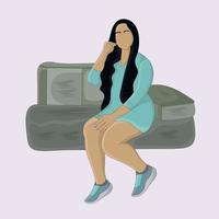 Flat design of a woman sitting on chair vector