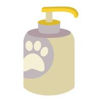 Shampoo with a dispenser and paws for animals, cats, dogs, animal care. vector