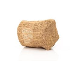 Burlap sack bag on white photo