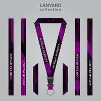 Black purple technology lanyard templates set. which is combined with a hexagon background vector