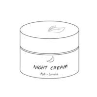 Night cream vector in isometric style. Set of skin care. Skin care black and white vector in doodle style. Skin care items. Skin care products. Cosmetic products. Cosmetic items. EPS 10