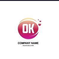 OK initial logo With Colorful Circle template vector