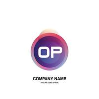 OP initial logo With Colorful Circle template vector