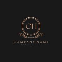 OH Letter Initial with Royal Luxury Logo Template vector