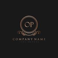 OP Letter Initial with Royal Luxury Logo Template vector