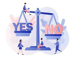 Yes or no consept. Decision making. Modern flat cartoon style. Vector illustration