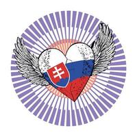 T-shirt design of a winged heart with the colors of the Slovakian flag. Vector illustration about Slovak nationalism.