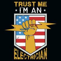 Electrician graphics tshirt design vector