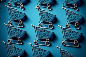 Background with shopping cart icon, sales concept. AI photo