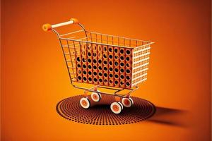 Background with shopping cart icon, sales concept. AI photo