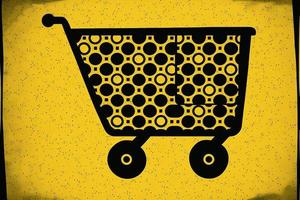 Background with shopping cart icon, sales concept. AI photo