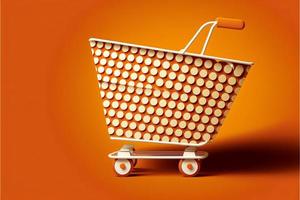 Background with shopping cart icon, sales concept. AI photo