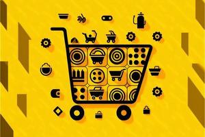 Background with shopping cart icon, sales concept. AI photo