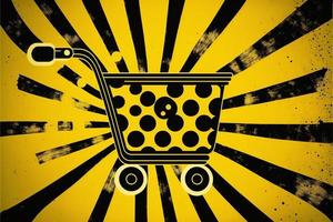 Background with shopping cart icon, sales concept. AI photo