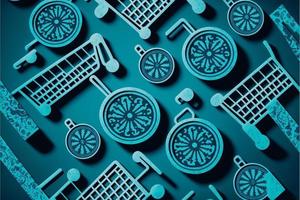 Background with shopping cart icon, sales concept. AI photo