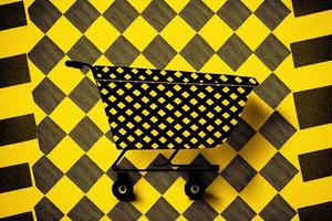 Background with shopping cart icon, sales concept. AI photo