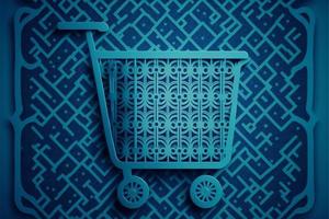 Background with shopping cart icon, sales concept. AI photo