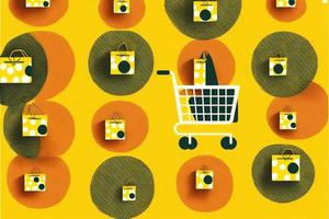 Background with shopping cart icon, sales concept. AI photo