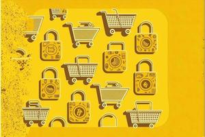 Background with shopping cart icon, sales concept. AI photo