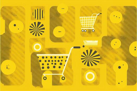 Background with shopping cart icon, sales concept. AI photo