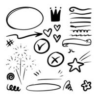 set of Hand drawn doodle elements for concept design isolated on white background. vector illustration.