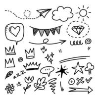 set of Hand drawn doodle elements for concept design isolated on white background. vector illustration.