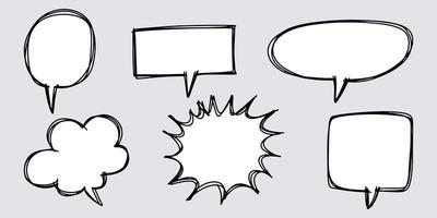 Doodle sketch style of speech bubbles hand drawn illustration. for concept design. vector