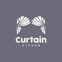 Curtain Logo, Home Interior Simple Design, Furniture Window Curtain Vector, Illustration Symbol Icon vector