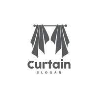 Curtain Logo, Home Interior Simple Design, Furniture Window Curtain Vector, Illustration Symbol Icon vector