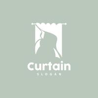 Curtain Logo, Home Interior Simple Design, Furniture Window Curtain Vector, Illustration Symbol Icon vector