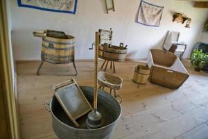 vintage retro interior of a rich house laundry and bath house from the previous era in poland photo