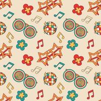 Retro groovy party elements seamless pattern vector