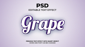 editable texto efecto - uva 3d modelo estilo prima psd