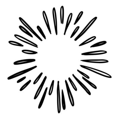Doodle sketch style of Starburst, sunburst, Element Fireworks Black Rays. Comic explosion effect. Radiating, radial lines. cartoon hand drawn illustration for concept design.
