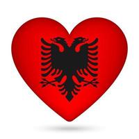 Albania flag in heart shape. Vector illustration.