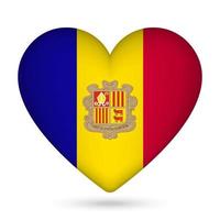 Andorra flag in heart shape. Vector illustration.