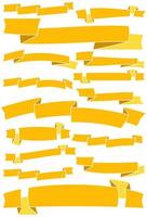 Set of fifteen yellow cartoon ribbons and banners for web design. Great design element isolated on white background. Vector illustration.