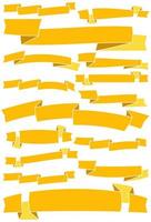 Set of fifteen yellow cartoon ribbons and banners for web design. Great design element isolated on white background. Vector illustration.